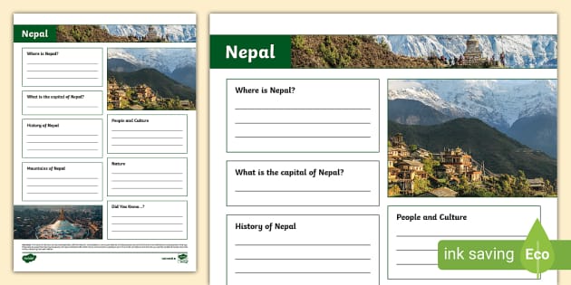 Nepal Fact File Template (teacher made) - Twinkl