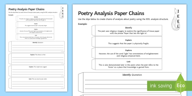 Gcse Poetry Analysis Paper Chains Worksheet Worksheet 4939