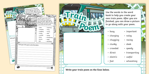 Train Poem Writing Template (teacher made) - Twinkl