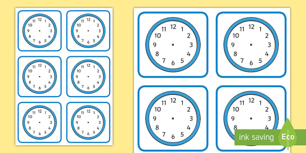 Blank Clocks Worksheets