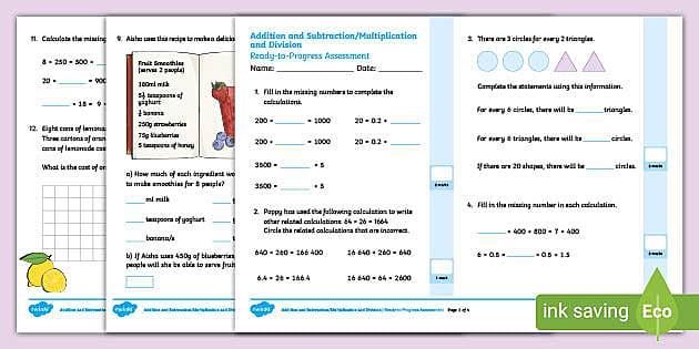 👉 Assess Y6 Ready-to-Progress: Add Subtract Multiply Divide