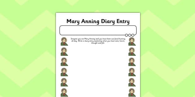 Mary Anning Diary Entry Plain Worksheet / Activity Sheet - activity, mary