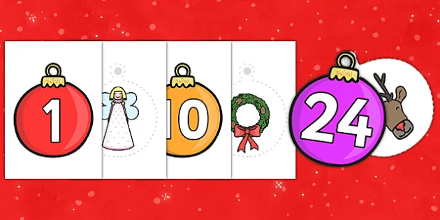 Christmas Numbers Printable 1 25 Make Your Own Advent Bauble