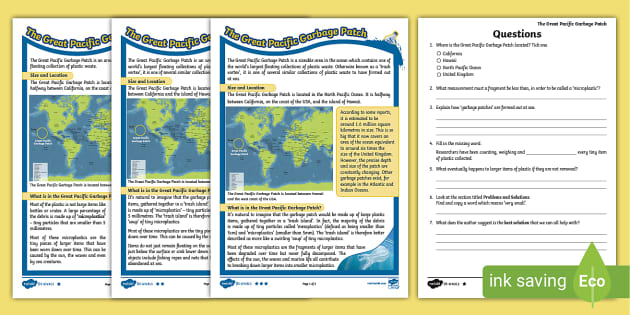 Ocean Pollution UKS2 Non-Fiction Reading Comprehension