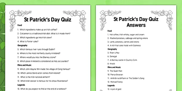 38 St. Patrick's Day Trivia Questions & Answers