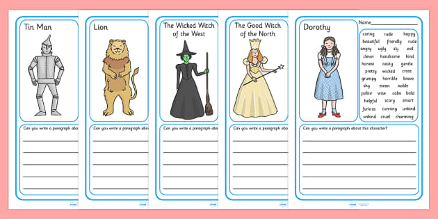 Wizard of Oz Character Description Writing Frames - wizard of
