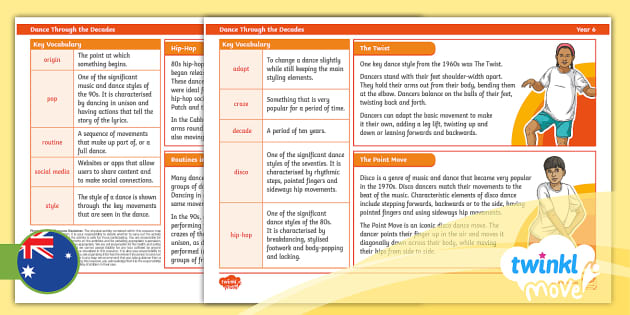 Move PE Year 6 Dance Through the Decades: Knowledge Organiser