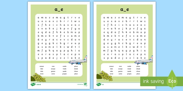 Split 'a_e' Digraph Differentiated Word Search