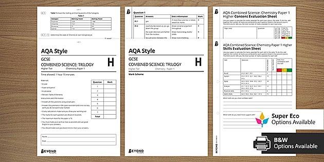 Aqa Gcse Combined Science Chemistry Paper 1 Higher Beyond