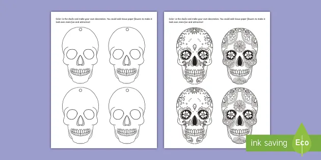 Design Your Own Sugar Skull Color, Cut & Paste Activity