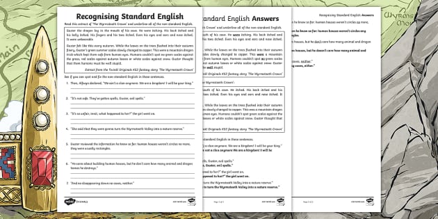 ks2 recognizing standard english worksheet teacher made