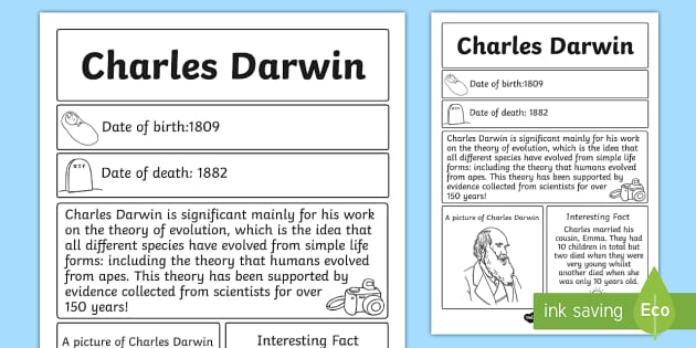 Charles Darwin Significant Individual Fact Sheet - Fact, Sheet