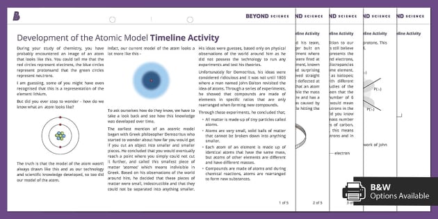 Development of the Atomic Model Timeline Activity - Twinkl