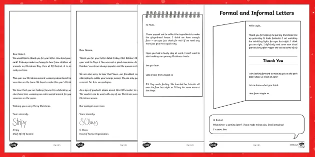 Formal And Informal Christmas Letters Worksheet Worksheets