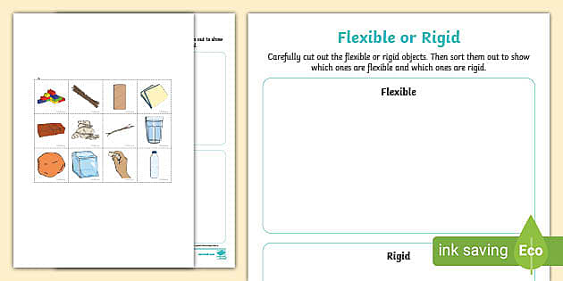 Flexible or Rigid Sorting Worksheet (teacher made) - Twinkl