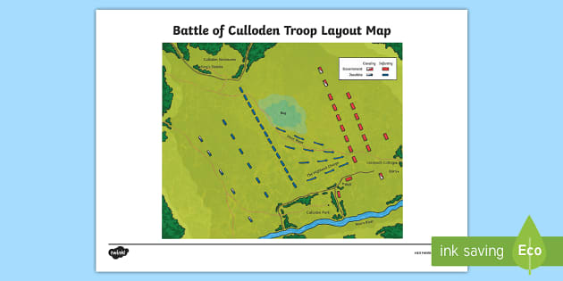 Culloden Battlefield Features and Layout of Troops Map