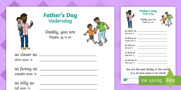 Father's Day Simile Poem Cards English/Afrikaans - Twinkl