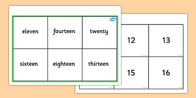 Number & Words Bingo (11-20) - KS1 Number Bingo Game