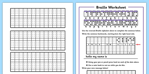 FREE! - Braille Worksheets - Language Resources - Twinkl