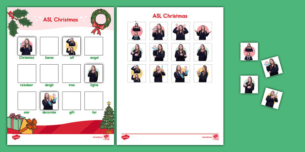 ASL Christmas Cut and Paste Activity - Twinkl