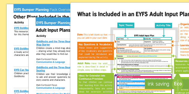 EYFS Goldilocks and the Three Bears Bumper Planning Pack Overview