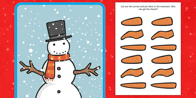 Pin The Nose On The Snowman Free Printable Printable Templates