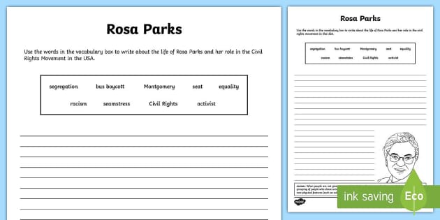 Rosa Parks Writing Worksheet / Worksheet (Teacher-Made)