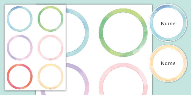 Watercolour Themed Editable Circle Labels Teacher Made