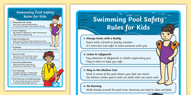 Swimming Pool Safety Rules for Kids (teacher made) - Twinkl