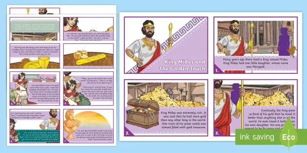 Storyboard That - King Midas' Golden Touch, sometimes referred to as King Midas  and the Golden Touch, is the classic tale of a greedy king who learns a  valuable lesson about the