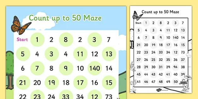 counting up to 50 maze worksheet worksheet teacher made