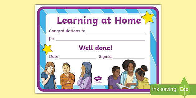 Year 5 Learning at Home Certificate (teacher made) - Twinkl