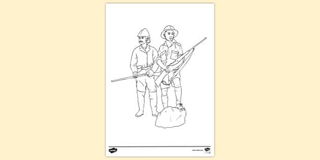 Pair Of Hunters Colouring Sheet | Colouring Sheets - Twinkl