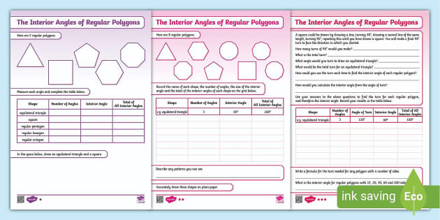 T2 M 4117 Interior Angles Of Regular Polygons Differentiated Activity Sheets 1 Ver 2 