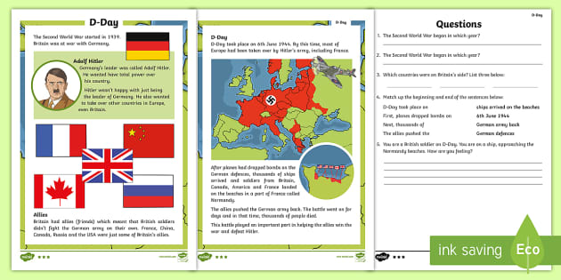 All About D-Day Differentiated Reading Comprehension Activity