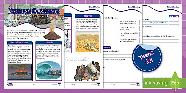 ESL Reading Comprehension: Natural Disasters Fact File [Teens, A2]