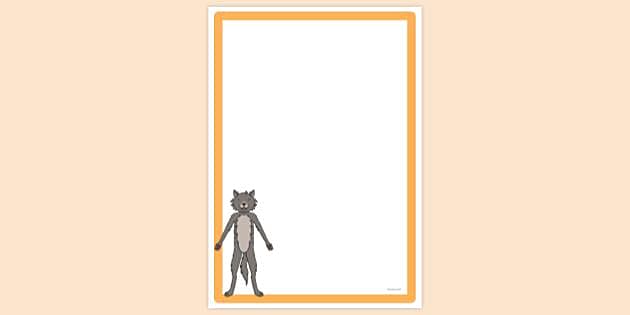 FREE! - Simple Blank Wolf Front View Page Border | Page Borders