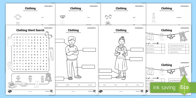Clothing Printable Activities and Worksheets for Kids