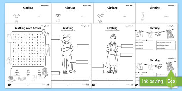 Caring for Clothes Worksheets
