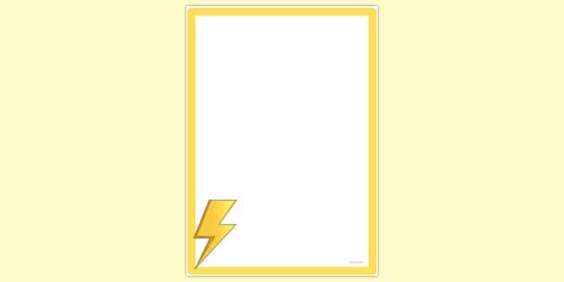 FREE! - Simple Blank Lightning Bolt Page Border | Page Borders