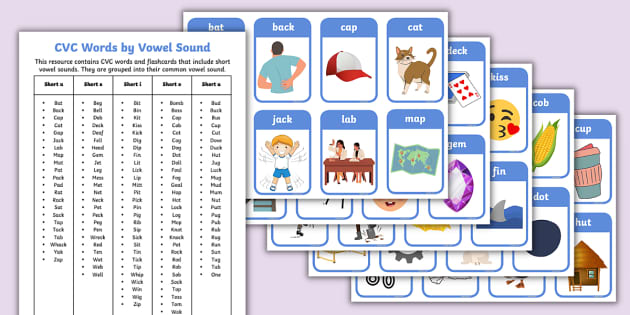 CVC Word Flashcards Short Vowel Flashcards Printable