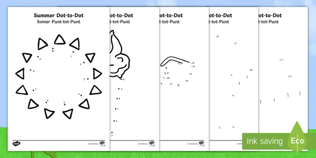 summer dot to dot worksheet worksheet english afrikaans