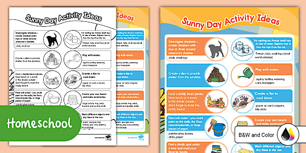 Sunlight Activity Outdoor Learning: Sunny Day Activity - Twinkl