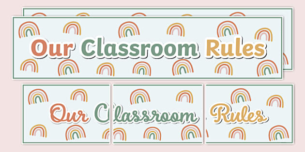 Muted Rainbow Themed Our Classroom Rules Display Banner