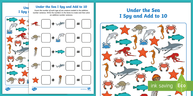 Under The Sea I Spy And Add To 10 Teacher Made