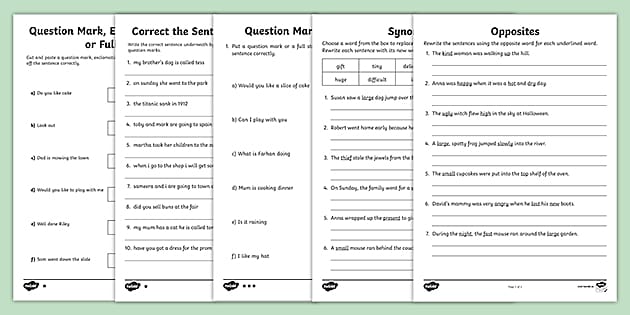 Intriguing English Worksheets for Class 2