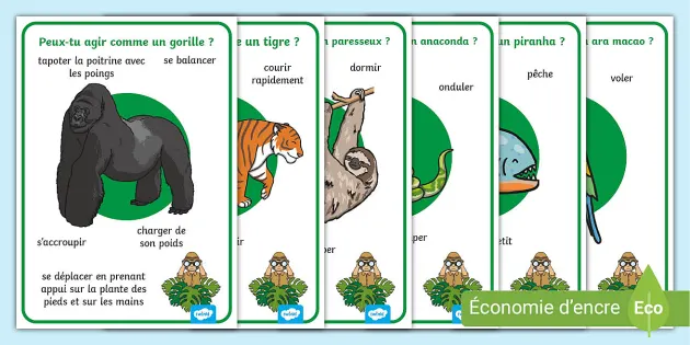 Jeu bataille des animaux de la jungle en bois certifié FSC® 50 cartes