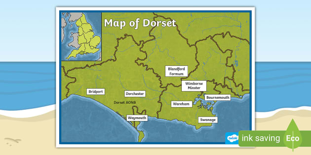 Map of Dorset Display Poster (Hecho por educadores) - Twinkl