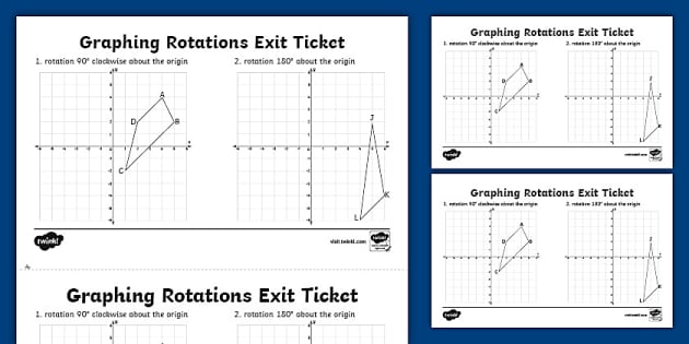 Eighth Grade Graphing Rotations Exit Ticket - Twinkl