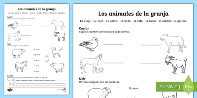Farm Animals Worksheet / Worksheet Spanish, worksheet